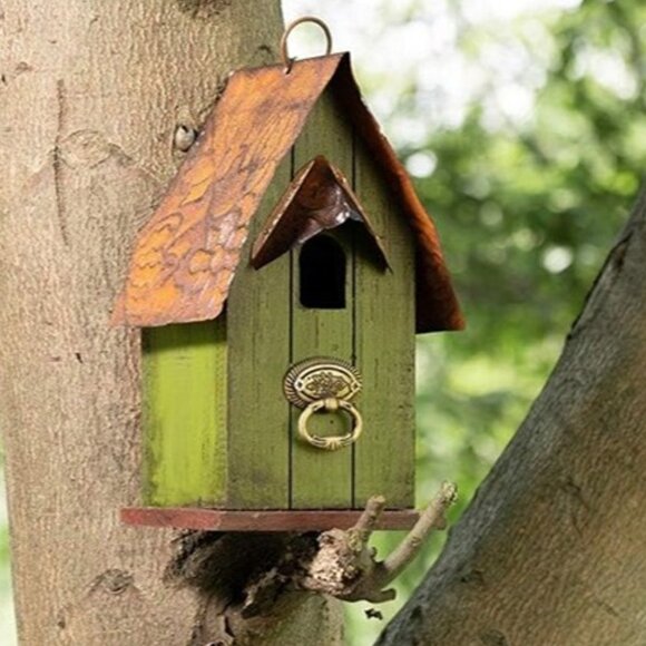 Other - NEW 10" H Rustic Wooden Bird House Garden Distressed Decorative